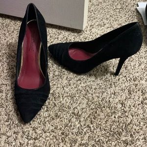 Black velvet material heels